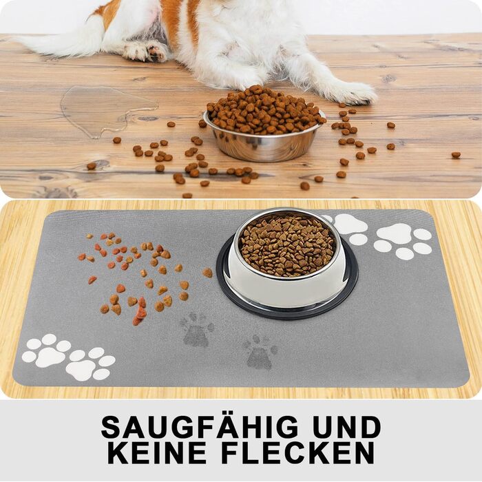 Нековзна підкладка під миску для собак та котів: чорна 40x60 см. Швидковисихаюча, легко миється. Підкладка для миски для тварин.