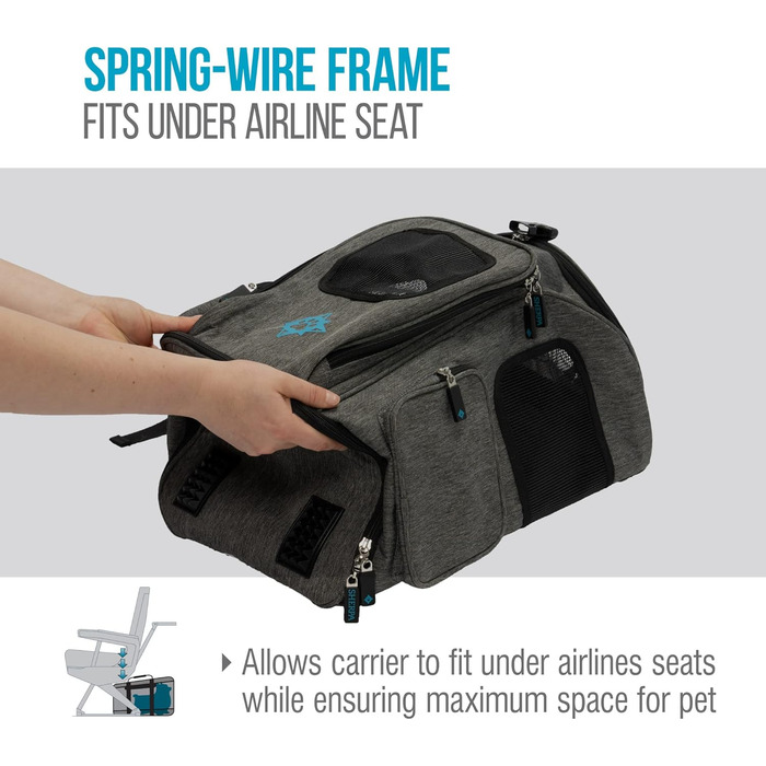 Рюкзак-переноска для тварин Sherpa 2-в-1, сірий, розмір M (43x27x28 см), дозволений авіакомпаніями, машинного прання, з сітчастим вікном, безпечними замками, легким каркасом