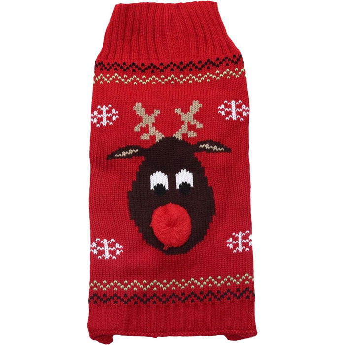 Пуловер для собак на Різдво, кумедний пуловер для собак з мультфільмом оленя, Санти та сніжинками, теплий в'язаний пуловер для собак маленьких, середніх та великих порід, XXS- (110-Green, ) 110-Grün (XS, 111-Schwarz)