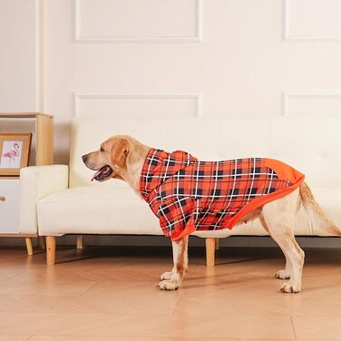 Пуловер з капюшоном для собак EXPAWLORER у клітинку, британський стиль, теплий собачий пуловер з отвором для повідка, одяг для пітбулів, зимова куртка для всіх порід, цуценят, дівчаток, хлопчиків, котів, Рожевий (XX-Large, Помаранчевий/Західний (Sunset Ch