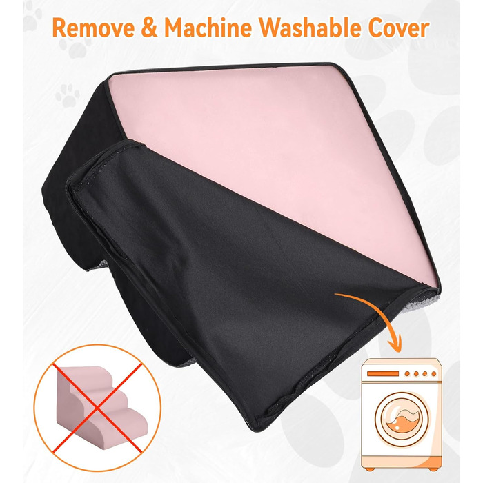 Сходинка для собак Fellie: портативна, 2-ступенева, знімний чохол, для маленьких собак та котів, сіра