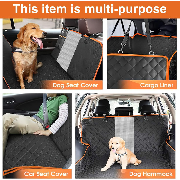 Накладка на заднє сидіння автомобіля для собак, 147 см, водонепроникна, з віконцем, 600D Oxford, захист для заднього сидіння, підходить для SUV та універсалів