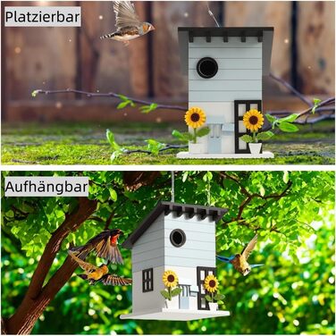 Дім для птахів JUJOYBD - дерев'яний годівниця для птахів у стилі кантрі, для саду, балкону та тераси, з отвором 33 мм