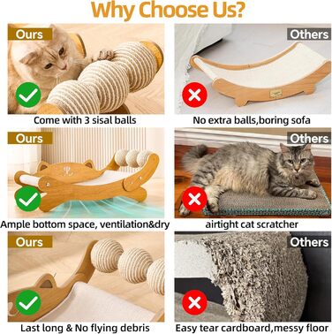 FUNACAY Дряпка для котів, іграшка-м'ячик, дряпка для кігтів - для природного догляду за кігтями