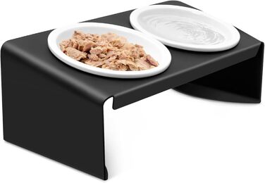 Підвищені годівниці для котів Vikcvcsc Katzennapf Erhöht - набір 2 шт. з кераміки та металу