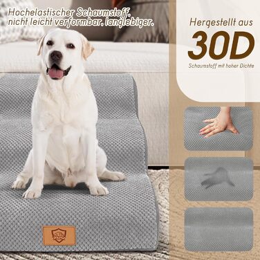 Сходинки для собак 3 ступені, антиковзні, 40 см, сірі. Підходять для маленьких собак та котів. Зручні для доступу на диван/ліжко. Легко миються.