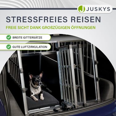 Транспортна переноска для собак Juskys Alu L (91x66x70 см) - алюмінієва, міцна, з замком