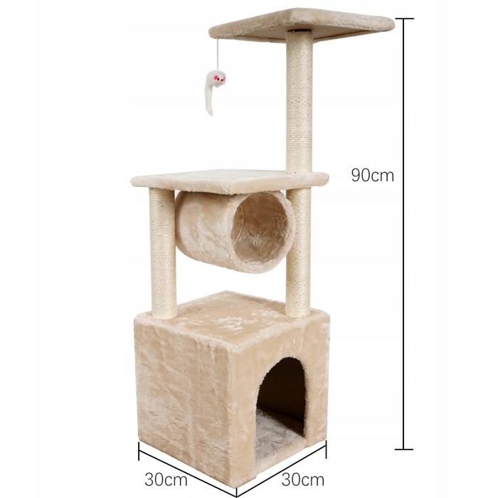 Когтеточка для котів Omna, бежева, сизаль, 61-100 см, 5 рівнів