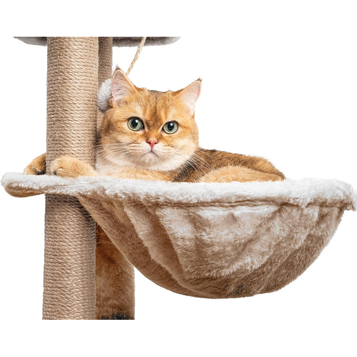 Кліматичний комплекс для котів Kratzbaum 145 см: кігтеточка, ігровий центр, платформа, лежанка, печера, сизаль, бежевий