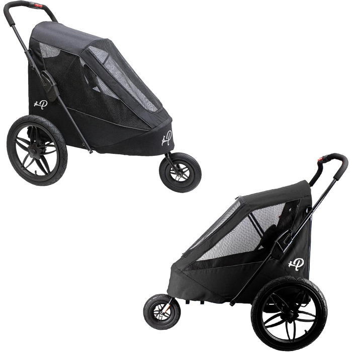 Petique Breeze - візок для собак великих порід, чорний, з повітряними колесами, трансформується у велопричіп, 1 шт.