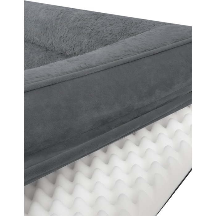 Ергономічне собаче ліжко Normani для великих, середніх та малих собак - ортопедична подушка для собак - диванчик для собак з високим бортиком (Антрацит, 50x60x14 см)