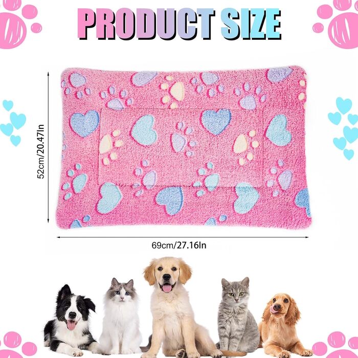 М'яке ліжко-матрац для собак та котів MICOOYO - рожевий, 69x52 см