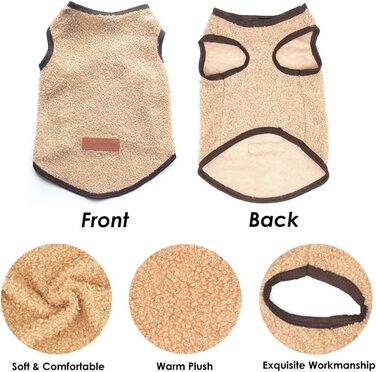 Теплий флісовий жилет для собак, теплий зимовий одяг для цуценят, жилетка для чихуахуа, пуделя, тедді (чорний, хакі) (X-Small)