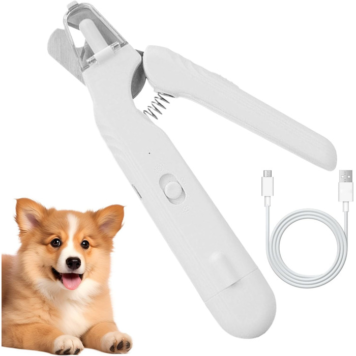 Електричний триммер для нігтів собак і котів з LED-підсвічуванням | Триммер та шліфувальник для догляду за лапами та цуценятами | Білий