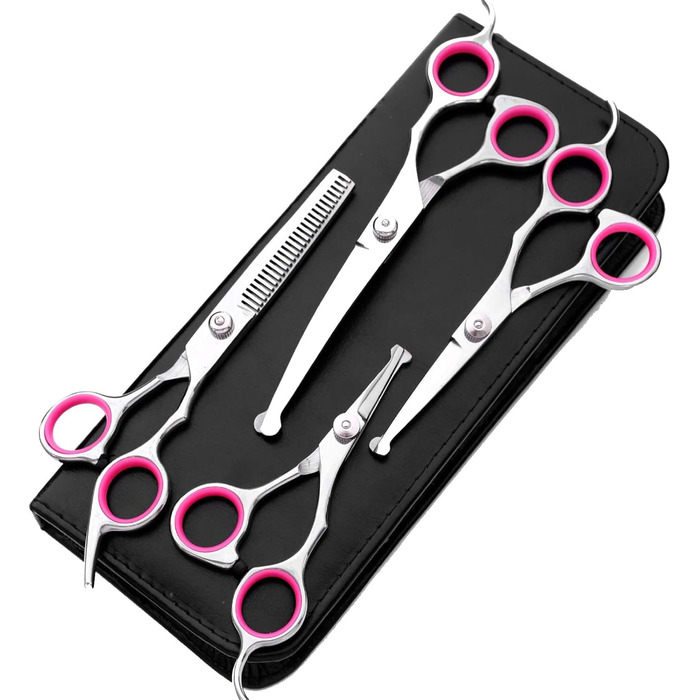 Набір професійних ножиць для грумінгу собак 9CR Edelstahl з безпечними закругленими кінцями. Комплект для догляду за шерстю собак, котів та інших тварин. Ідеально для вирівнювання, проріджування та стрижки.