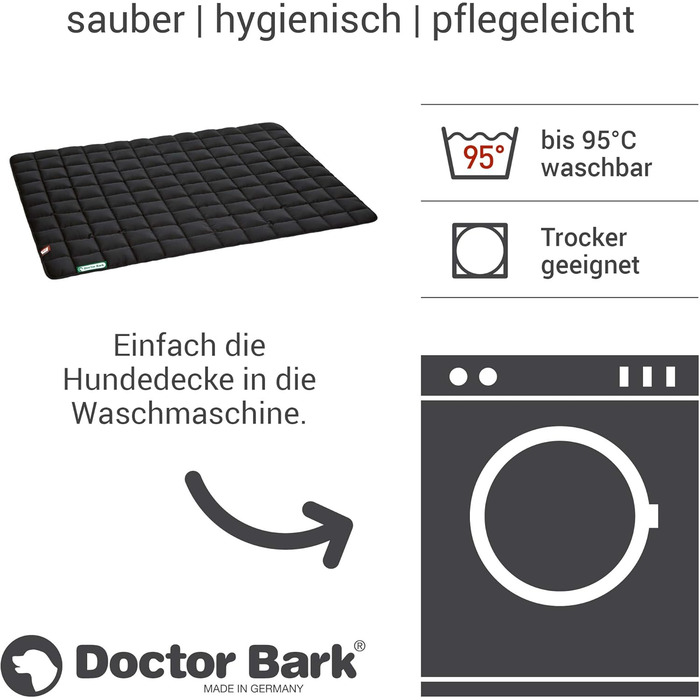 Килимок для собак Doctor Bark – м'який, якісний, для великих собак, міцний, для дому та вулиці, можна прати до 95°C (XL, 120x100 см, Чорний)