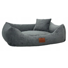 Лежанка для собак Leo4dog з вельвету, знімний чохол для прання, темно-сіра, розмір M (80x60 см)