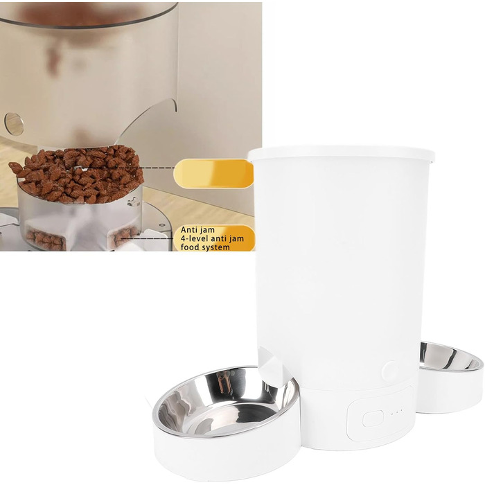 Автомат годування котів Ejoyous з 2 мисками, 3л, WiFi, програмування, запис голосу, керування через додаток