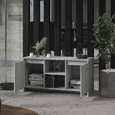 ТВ тумба vidaXL з дверцятами, полицями, біла, 102x37,5x52,5 см, ДСП (дуб сонома) – сучасна низька шафа для телевізора та Hi-Fi