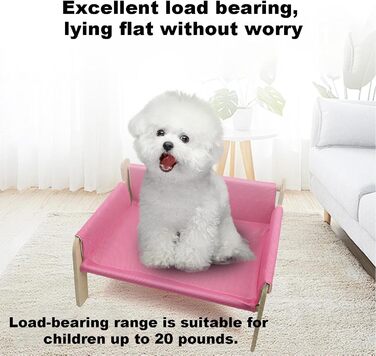 Підвищене ліжко для тварин з дерев'яним каркасом, софа для котів знімний чохол, стабільне підвищене ліжко для собак, софа для собак з дерев'яним каркасом, підвищене ліжко для собак маленьких порід, меблі для тварин з натурального дерева, рожевий колір