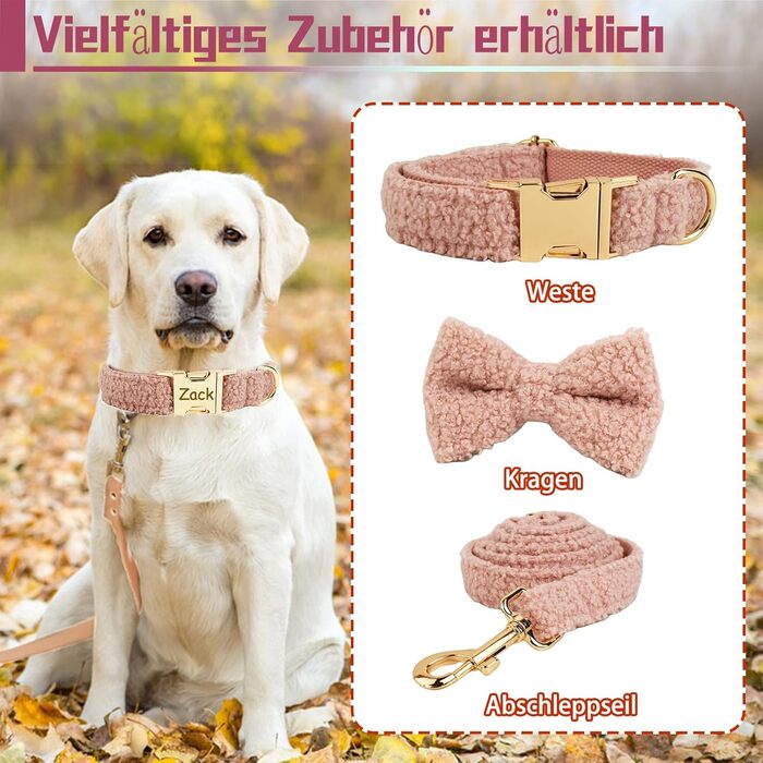 Персоналізоване собаче нашийник з металевою застібкою, з іменем та номером телефону. Регульовані розміри для великих та середніх собак (Collar 04)