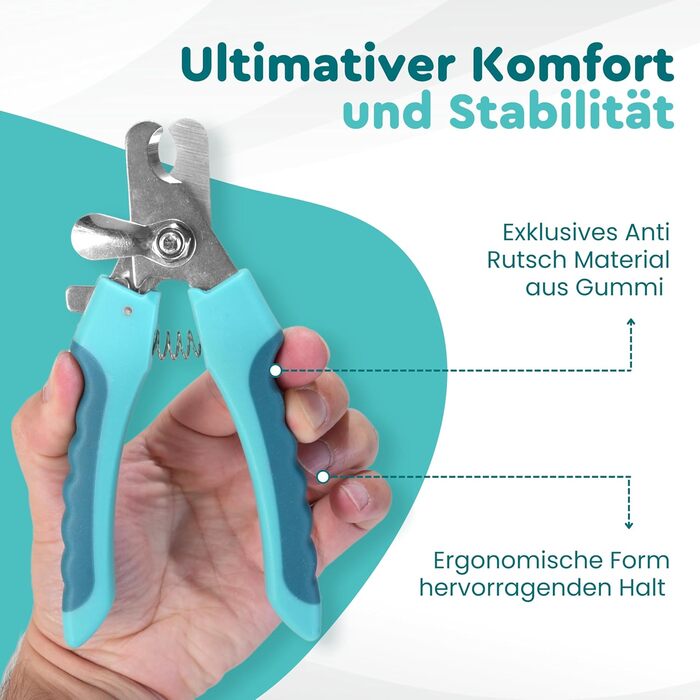 Ножиці для стрижки кігтів собак та котів COARO з захистом від травм - з фіксатором та професійною пилочкою, нержавіюча сталь