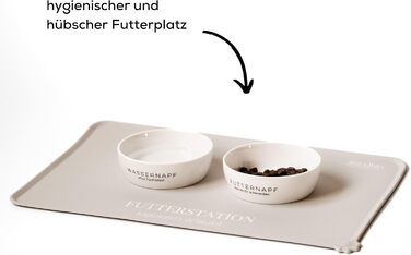 Підкладка під миску для котів Minty&Marla® Beige | Силіконова килимок протиковзкий | Підкладка для води та корму