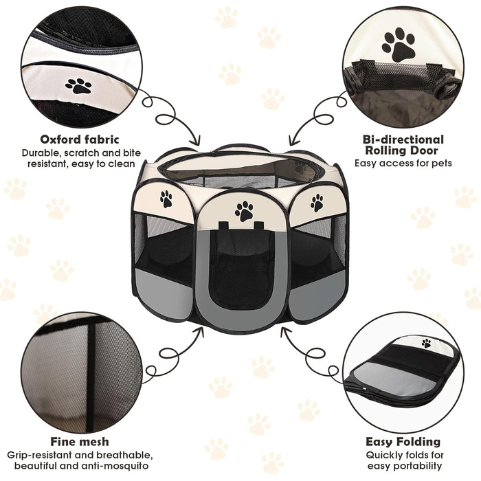 Складана переносна клітка-вольєр для собак та котів 74x74x43 см. Ідеально для цуценят, кроликів та інших дрібних тварин. Для дому та вулиці.