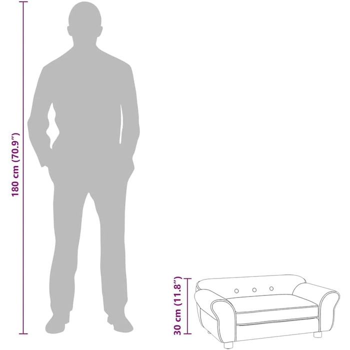 Софа для собак VidaXL Бордовий колір 72x45x30 см, плюшеве ліжко для собак та котів, диван для тварин