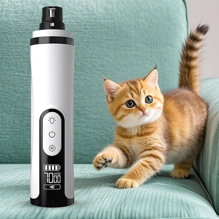 Електричний точило для собачих кігтів з LED-підсвічуванням, інструмент для догляду за кігтями собак, ергономічний для малих та великих тварин