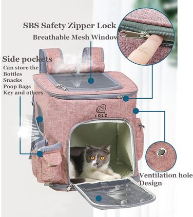Рюкзак-переноска для собак та котів з сіткою, високоякісна переноска для маленьких собак, котів, кроликів, 28x27x43 см (Сірий, M)
