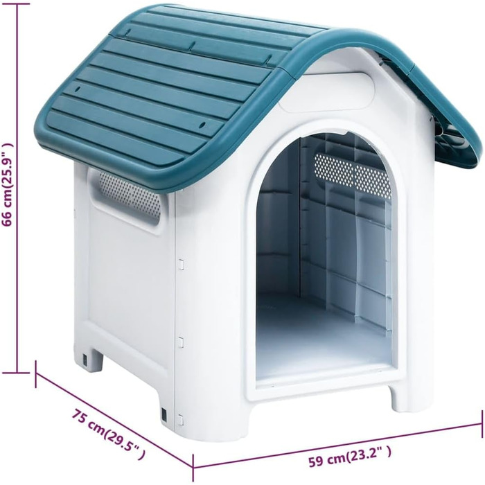Будка для собаки vidaXL, синя, 59x75x66 см, поліпропілен