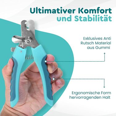 Ножиці для стрижки кігтів собак та котів COARO з захистом від травм - з фіксатором та професійною пилочкою, нержавіюча сталь