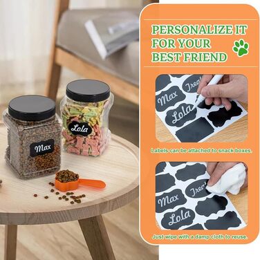 Контейнер для ласощів для собак Niciksty, дерев'яний контейнер для корму з 3 скляними банками, контейнер для корму для собак та котів, чорний