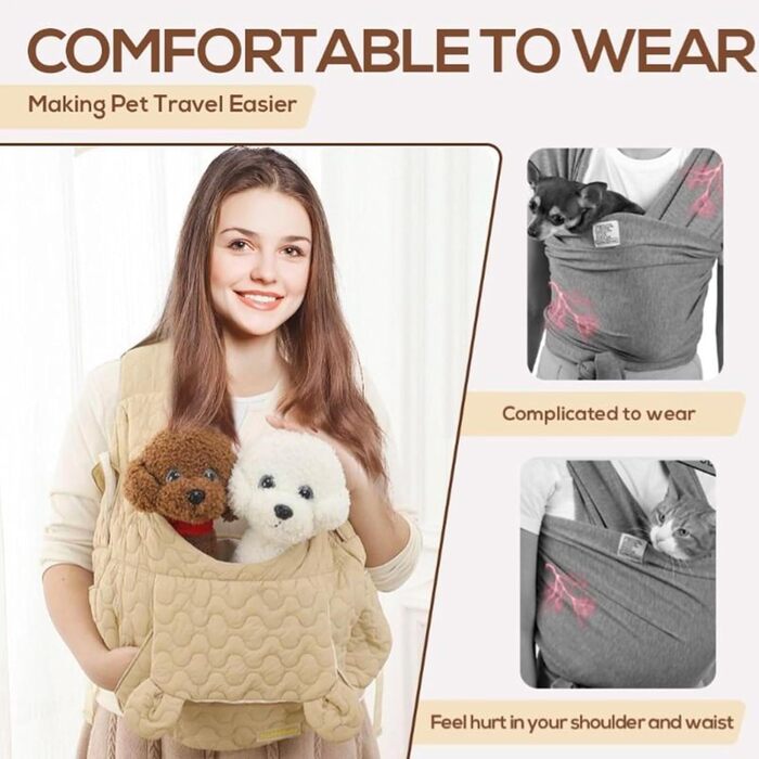 Рюкзак для собак і котів Godpqiui | Дихаючий, м'який, портативний | Для цуценят, малих собак, котів | Outdoor, кемпінг, прогулянки, подорожі (Хакі)