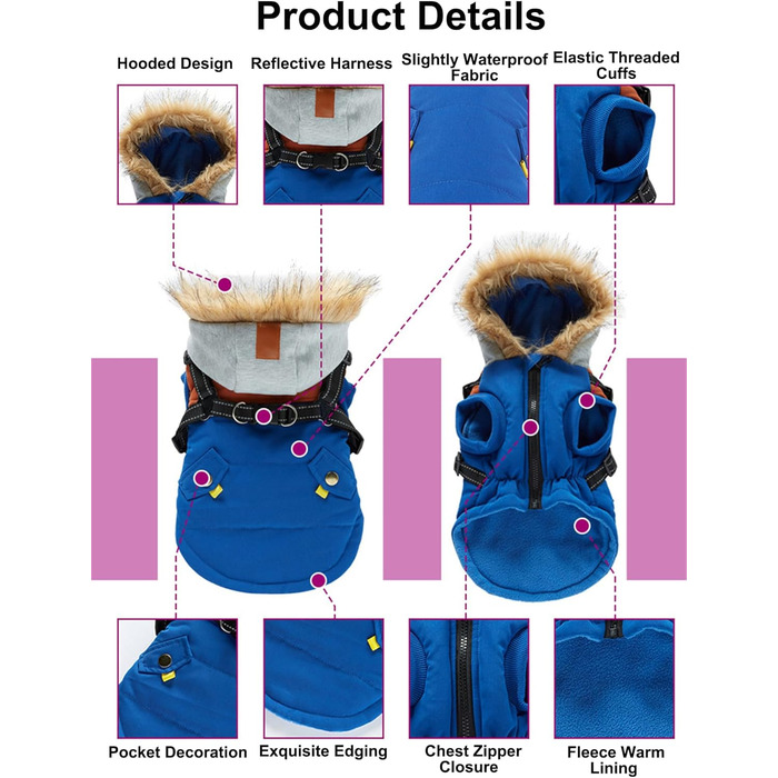 Зимовий теплий пуховик для собак з протекторними отворами, вітронепроникна куртка для холодної погоди, бавовна, костюм для цуценят, маленьких та середніх собак, розмір XL (2XL: обхват грудей 55 см, Стиль 6: зелено-коричневий)