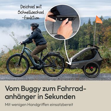 Qeridoo Kidgoo 2: Причіп для велосипеда на 2 дітей з підвіскою та системою ARS, коляска-візок, причіп-велосипед для дітей, складаний, 45L, Navy Blue