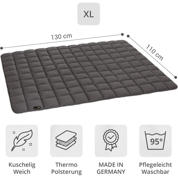 Pointer Лежак для собак 130x110 см, м'який та зносостійкий, праний до 95°C, килимок-лежанка для підлоги чи захисту дивану, підходить для вулиці, сірий XL