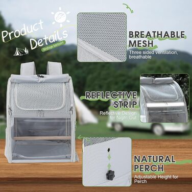 Рюкзак-переноска для птахів Sanmoncare: водонепроникний, для канарек та папуг, з підставкою