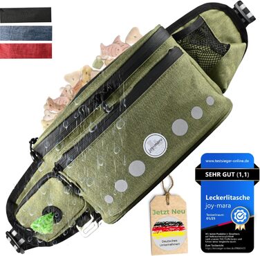 Водонепроникна сумка для ласощів для собак - поясна сумка для дресирування собак, сумка для прогулянок з тримачем для пляшки, сумка для корму з дозатором кульок для прибирання (Оливковий)