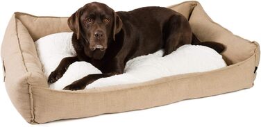 Преміум лежанка для собак JAMAXX з ортопедичним пінополіуретаном Memory Visco, знімний та пральний чохол, з двостороннім подушкою, корзина для собак S-XL (120x90 (L), кавово-бежевий)