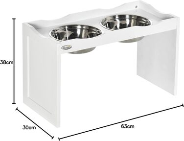PawHut Підвищена годівниця для собак, 2 x 2L, нержавіюча сталь, білий колір, для великих собак