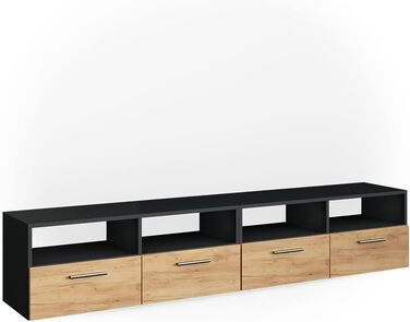 Тумба під телевізор Vicco Diego, білий глянець, 95x38 см, антрацит, 190 см