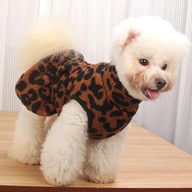 Теплий зимовий пуловер для собак з леопардовим принтом, фліс, без рукавів, для Чихуахуа, Йоркширського тер'єра, Мопса, розмір C, XL
