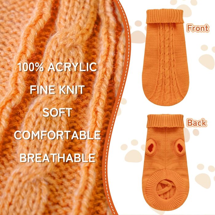 Вовняний пуловер для собак з коміром-стійкою, теплий та м'який, червоний, розмір M 12' (8', візерунок 