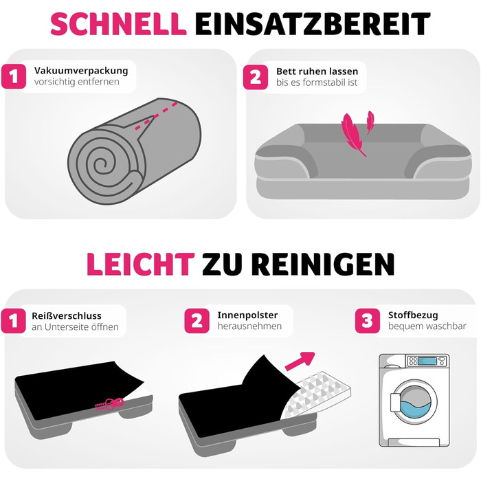 Ортопедичне ліжко для собак tectake® з Memory Foam, велике та середнє, м'яке та миється, 94 x 72 x 18 см