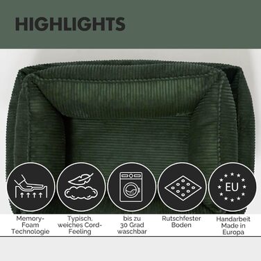 Ортопедичне ліжко для собак Антон | Ліжко-кошик для середніх та великих собак (85x65 см, оливковий)