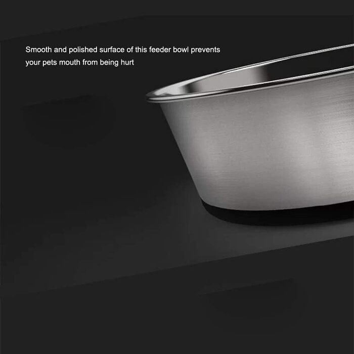 Миска для собак та котів Mery Home 2 шт. по 1750 мл, нержавіюча сталь, велика, з протиковзким дном, срізно-чорна