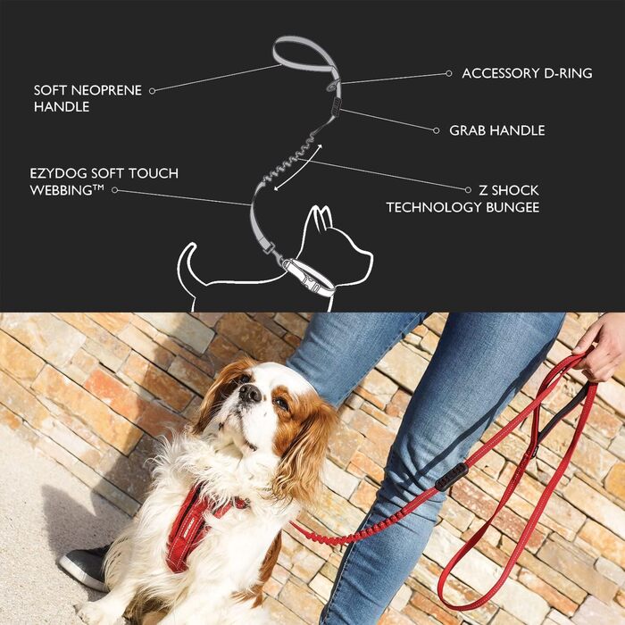 EzyDog Zero Shock Lite повідок для малих собак, 120 см, фіолетовий, з амортизатором, відбивний, еластичний