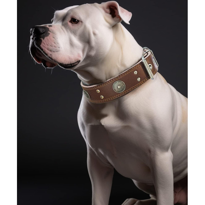 Нашийник для собак з натуральної шкіри, 5 см, ручної роботи, коричневий (S 38-49 см)